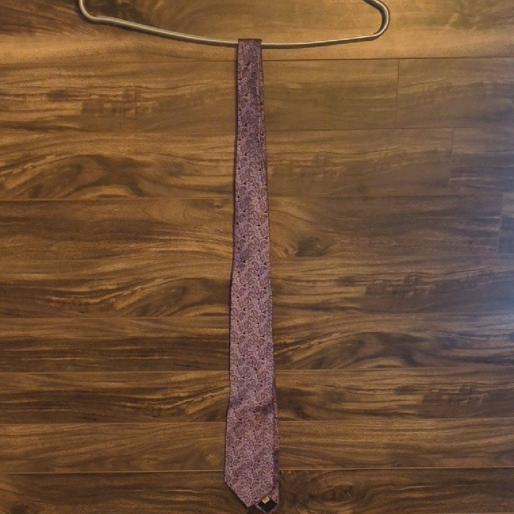 NWT - Valentino Italy 100% Silk Paisley Tie - Brown/Lavender